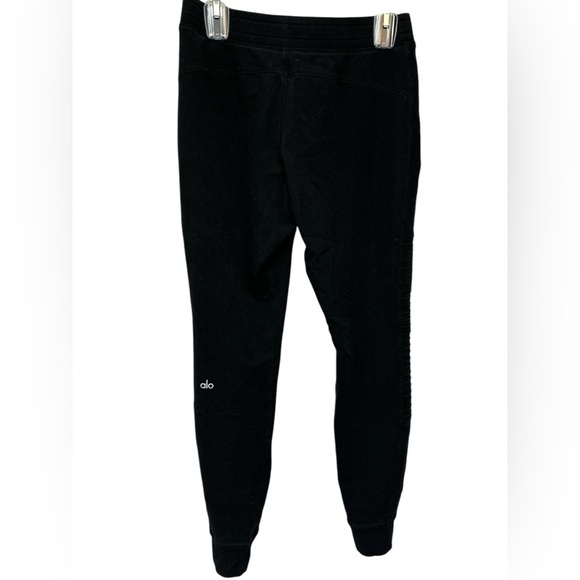 Alo Yoga Urban Moto Jogger Sweatpants Black Tapered Zip Pockets Gym - Picture 2 of 9